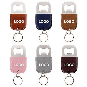 Leather Bottle Opener W/ Keyring