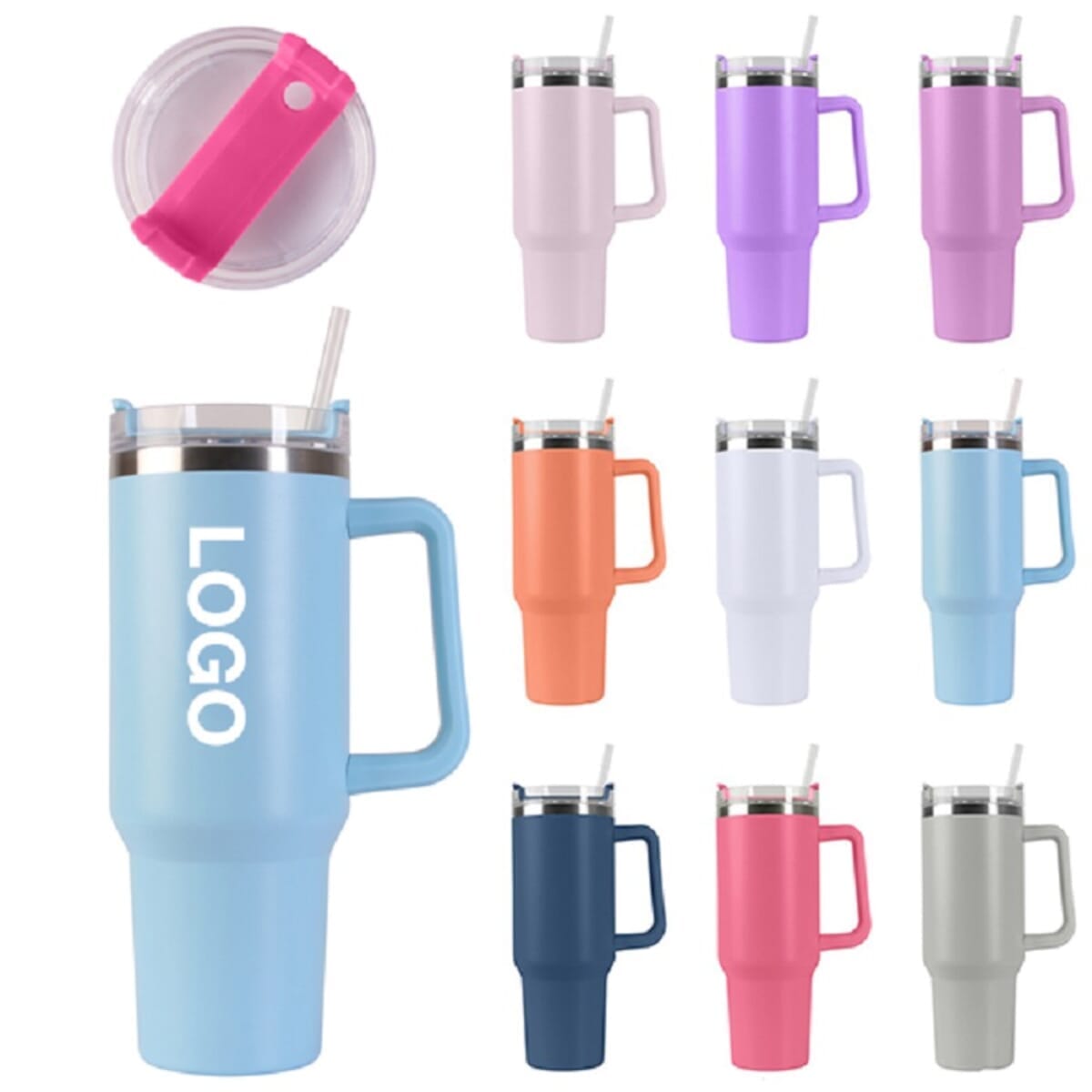 30 Oz Vacuum Tumbler W/ Handle and Straw
