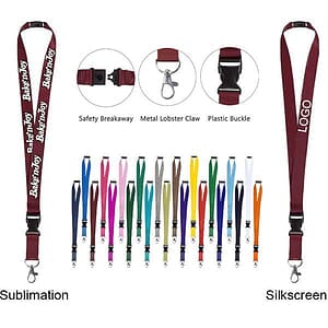 3/4" Polyester Lanyard W/ Lobster Claw and Buckle & Safety Breakaway(Sublimation)