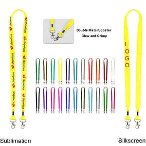 3/4" Double Open-ended Lanyard W/ Non-Swivel Lobster Claw (Sublimation)