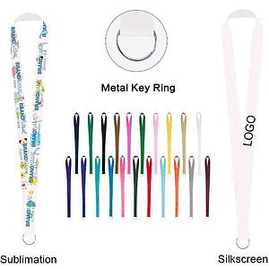 3/4" Polyester Lanyard W/ Metal Key Ring (Sublimation)