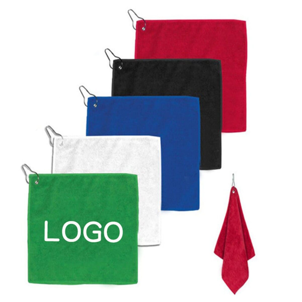 Hemmed Color Golf Towel W/ Hook (14 15/16" W x 17 11/16" H)