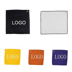 Hemmed Color Golf Towel W/ Hook (14 15/16" W x 17 11/16" H)