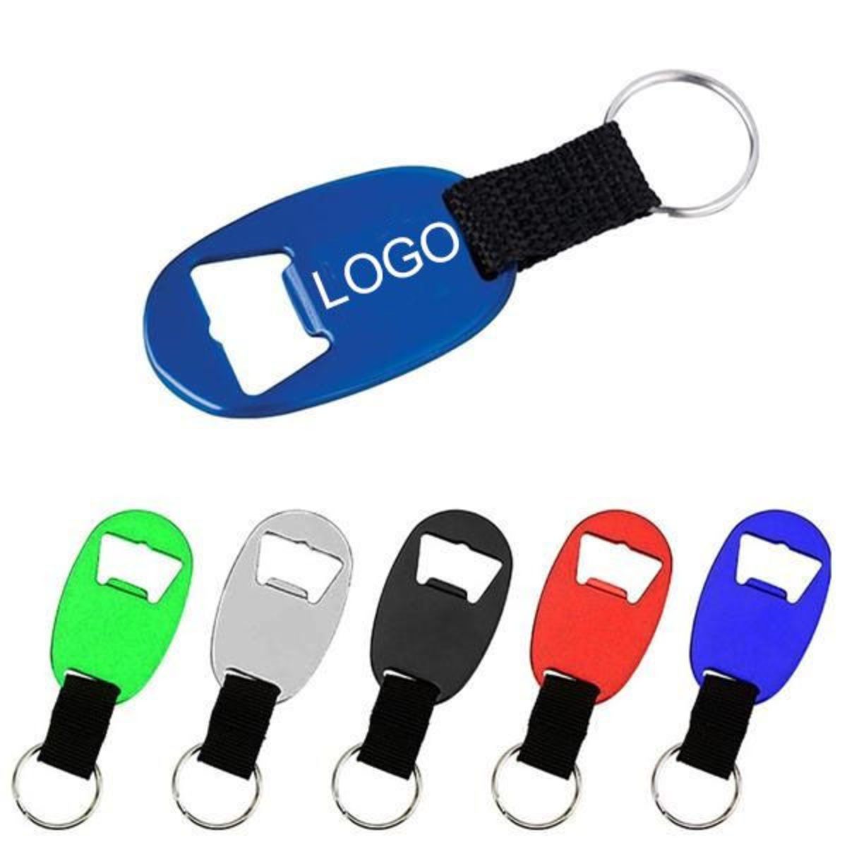 Oval Shaped Beer Bottle Opener W/ Keychain