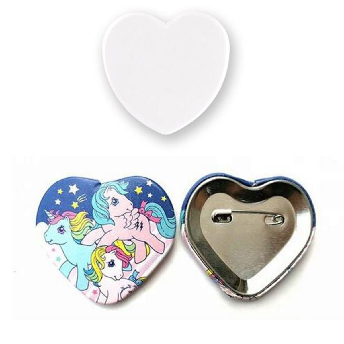 2 1/4" Heart Button Badge Full Color W/ Safety Pin