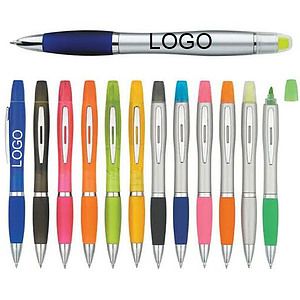 Twist-Action Ballpoint Pen W/ Highlighter