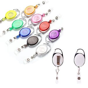 Oval Shape Retractable Badge Holder W/ Clip