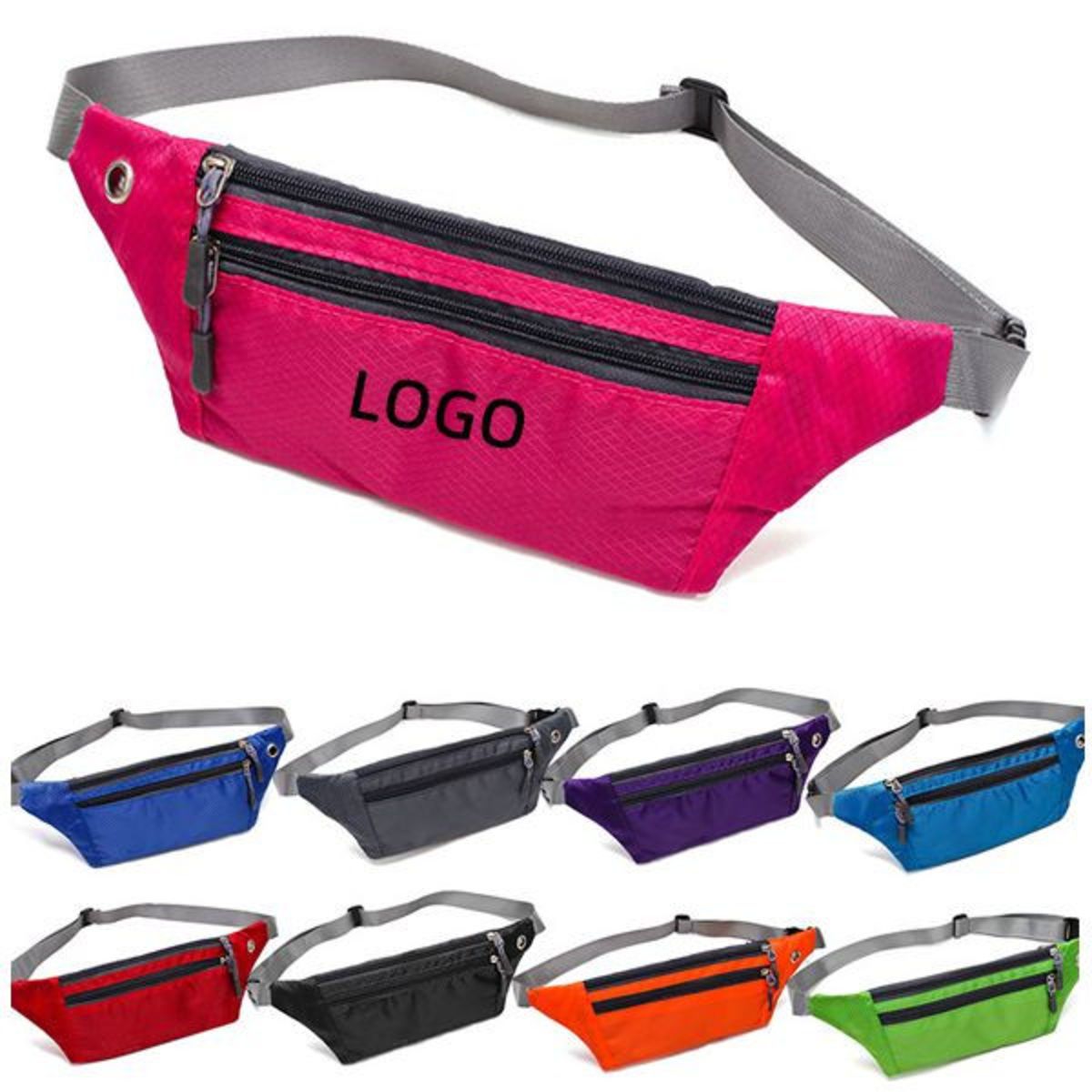 Waterproof Ripstop Waist Fanny Pack W/ 2 Zippers Pockets