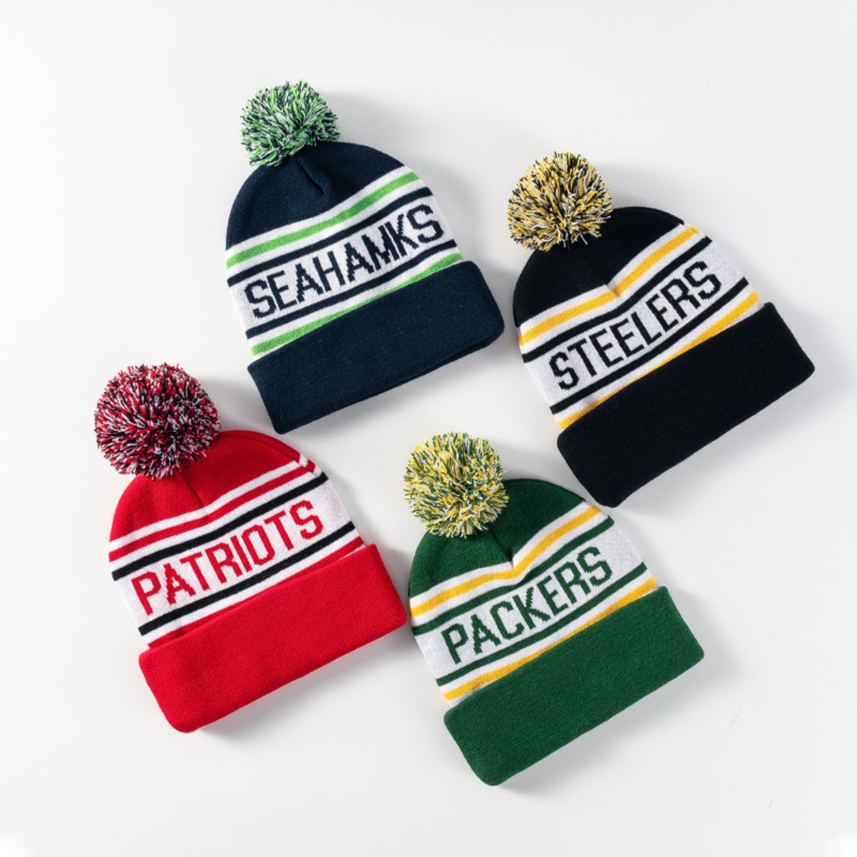 Jacquard Pom Beanie W/ Cuff