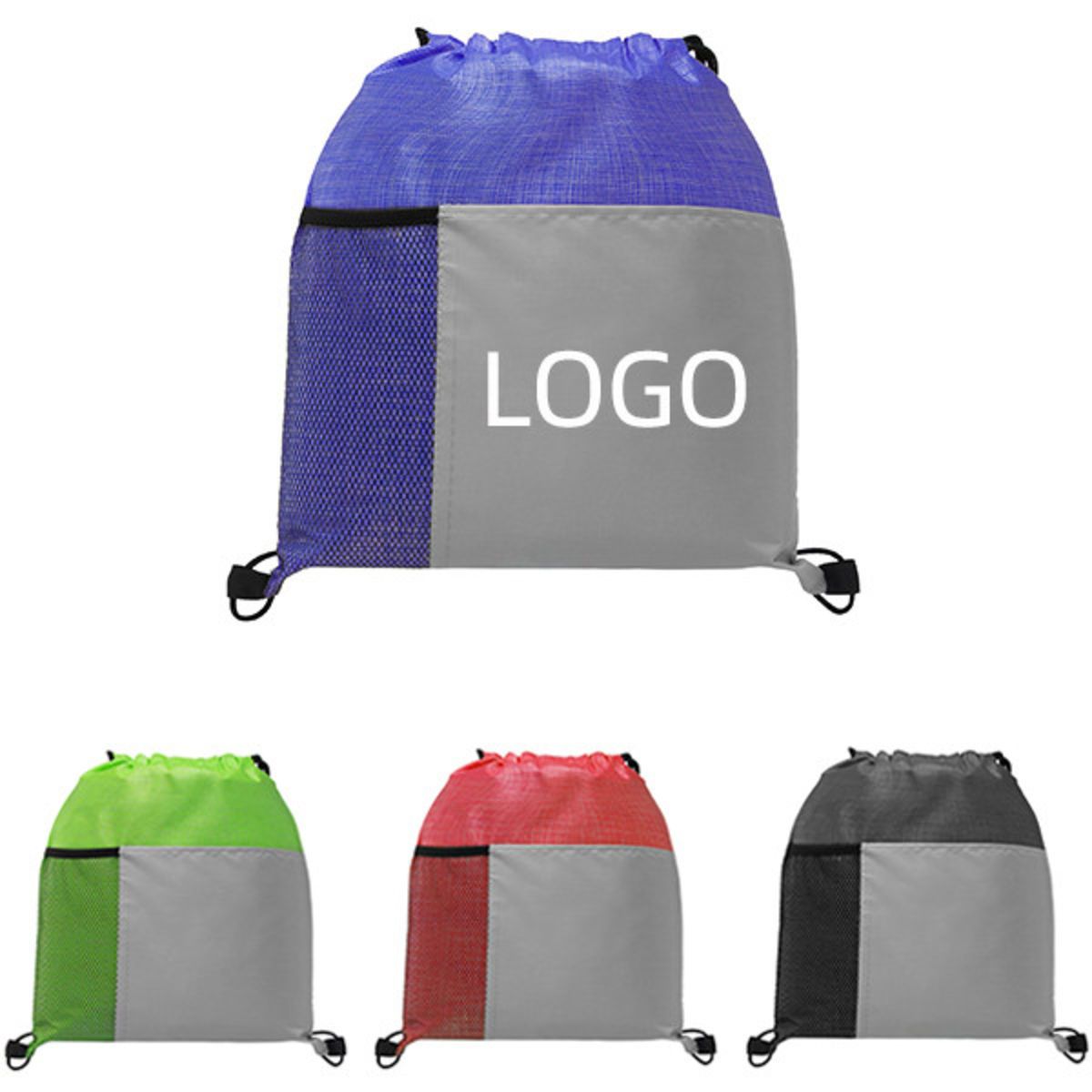 Non-Woven Drawstring Bag W/ Mesh Pocket
