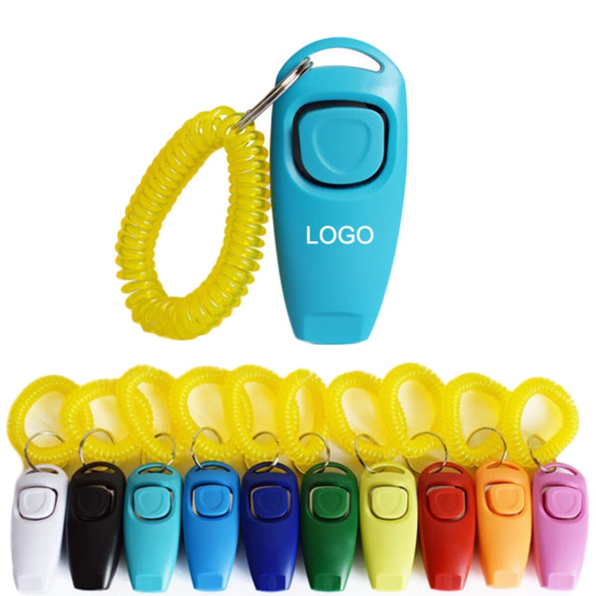2 in 1 Clicker Whistle W/ Ring & Coil Wristband