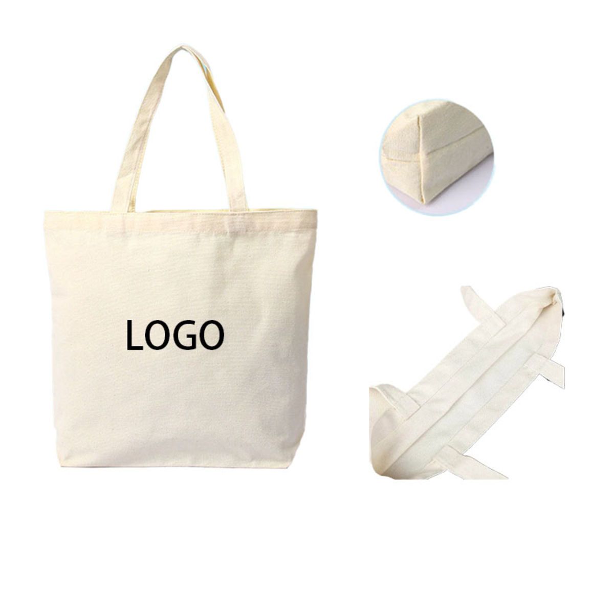 10 oz Cotton Canvas Boat Tote Bag (11 13/16" W x 13 3/4" H x 3" G)