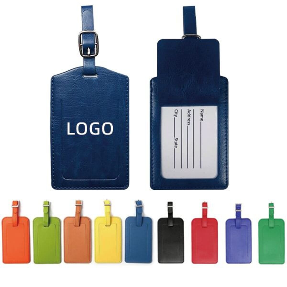 Leather Luggage Tag W/ Flip Open Window