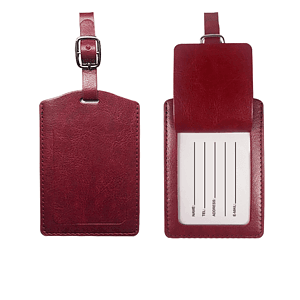 Leather Luggage Tag W/ Flip Open Window