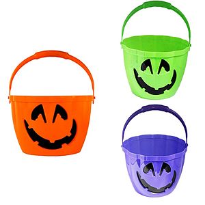 Halloween Plastic Pumpkin Bucket W/ Flashlight