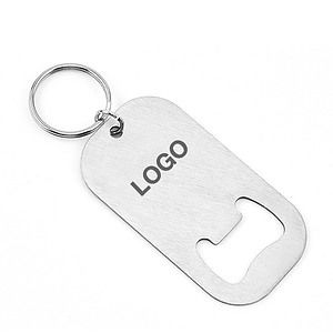 Square Metal Bottle Opener W/ Keyring
