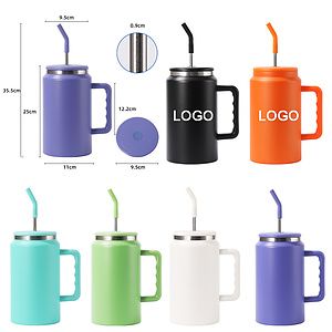50oz Stainless Steel Mug W/ Straw & Lid