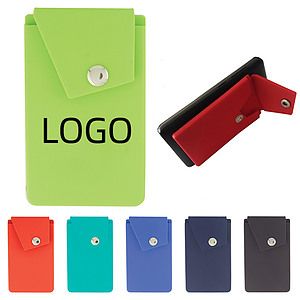 Silicone Phone Wallet Stand W Button Pocket