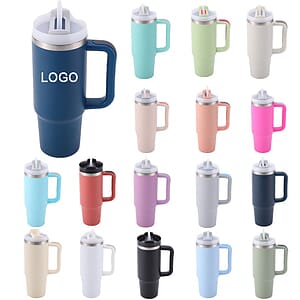 30 oz Vacuum Stainless Steel Tumbler W/ Handle & Straw