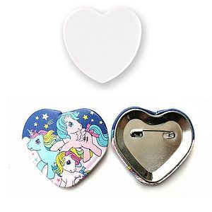 2 1/4" Heart Button Badge Full Color W/ Safety Pin