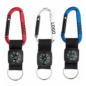 Carabiner W Compass  Split Key Ring