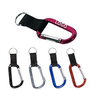Carabiner with Split Key Ring & Strap
