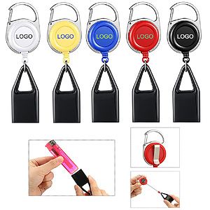 Retractable Lighter Holder Badge Reels W/ Metal Clip