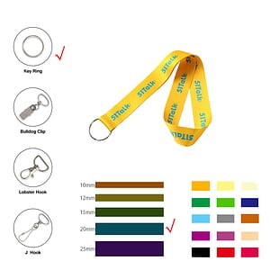3/4" Wide Polyester Lanyard W/ Metal Key Ring