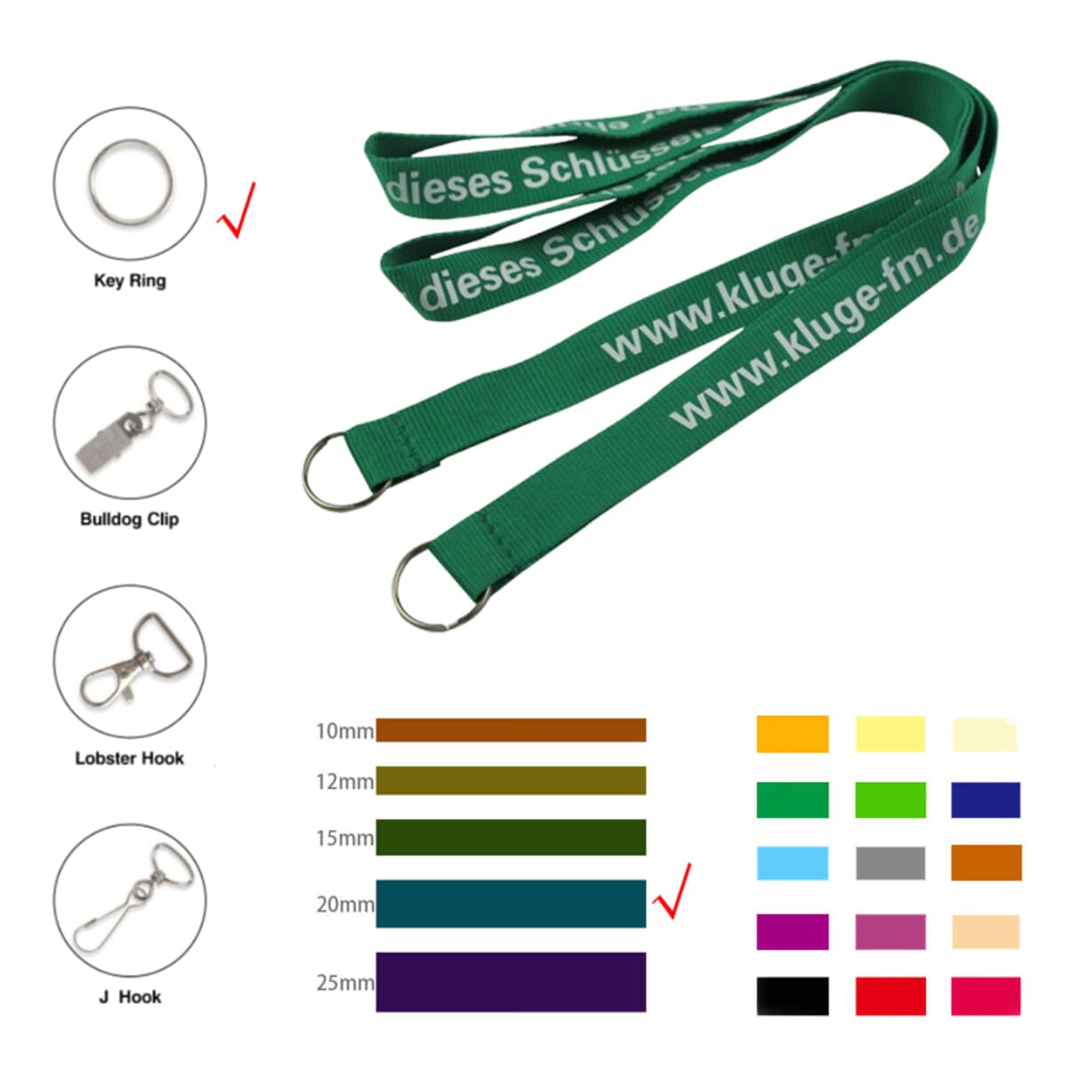 3/4" Wide Polyester Lanyard W/ Metal Key Ring