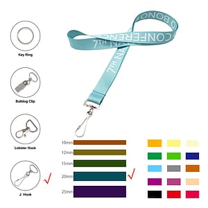 3/4" Wide Polyester Lanyard W/ Metal J Hoop