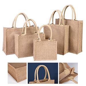 Burlap Tote Bags(9 13/16" W x 11 13/16" H x 4 5/16" G)