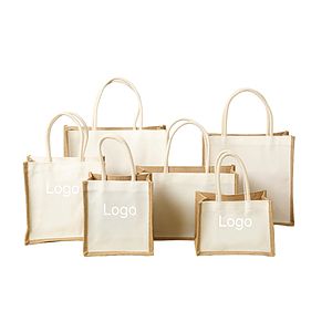 Burlap Tote Bags(14 3/16" W x 12 5/8" H x 5 1/2" G)