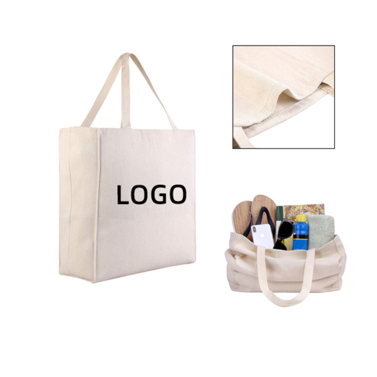 Heavyweight Cotton Canvas Tote Bag with 4 Gusset
