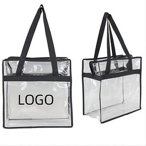 Clear Double Zipper Pull Closure Tote Bag