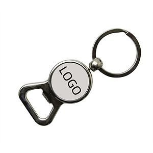 Round Metal Bottle Opener W Keyring
