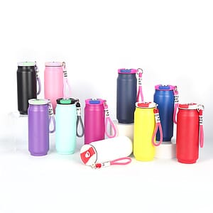 17 oz Can-Shaped Insulated Water Bottle W/ Handle Strap