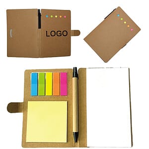 Kraft Paper Notebook W/ Pens & Sticky Notes
