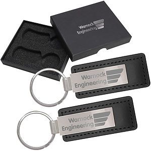 DUAL LEATHERETTE KEYCHAIN GIFT SET