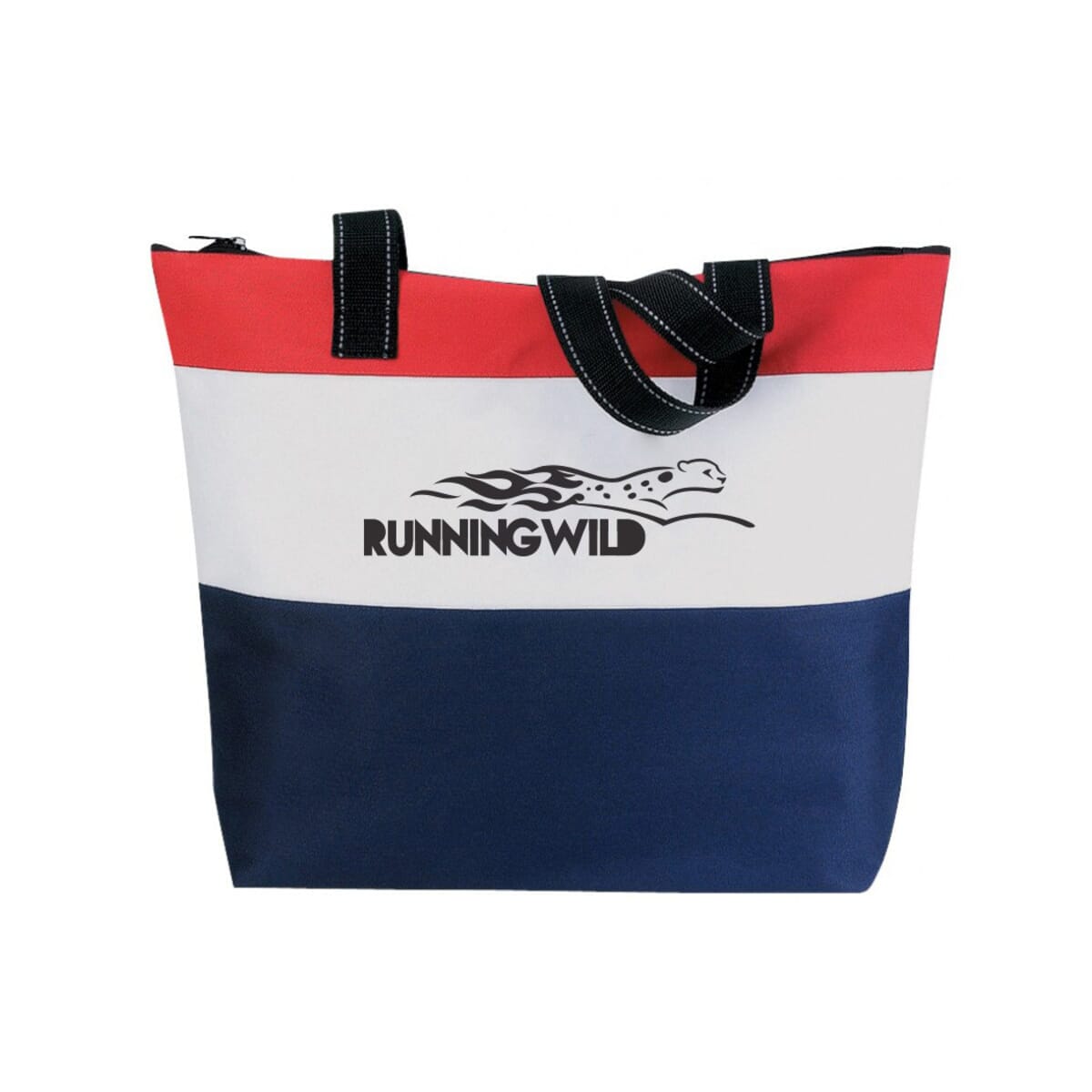 Poly Striped Design Zipper Tote Bag