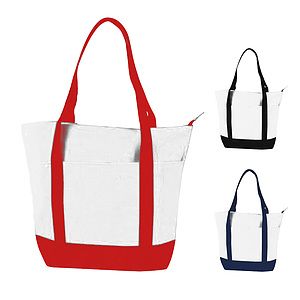 Poly Multi Pocket Zipper Tote Bag