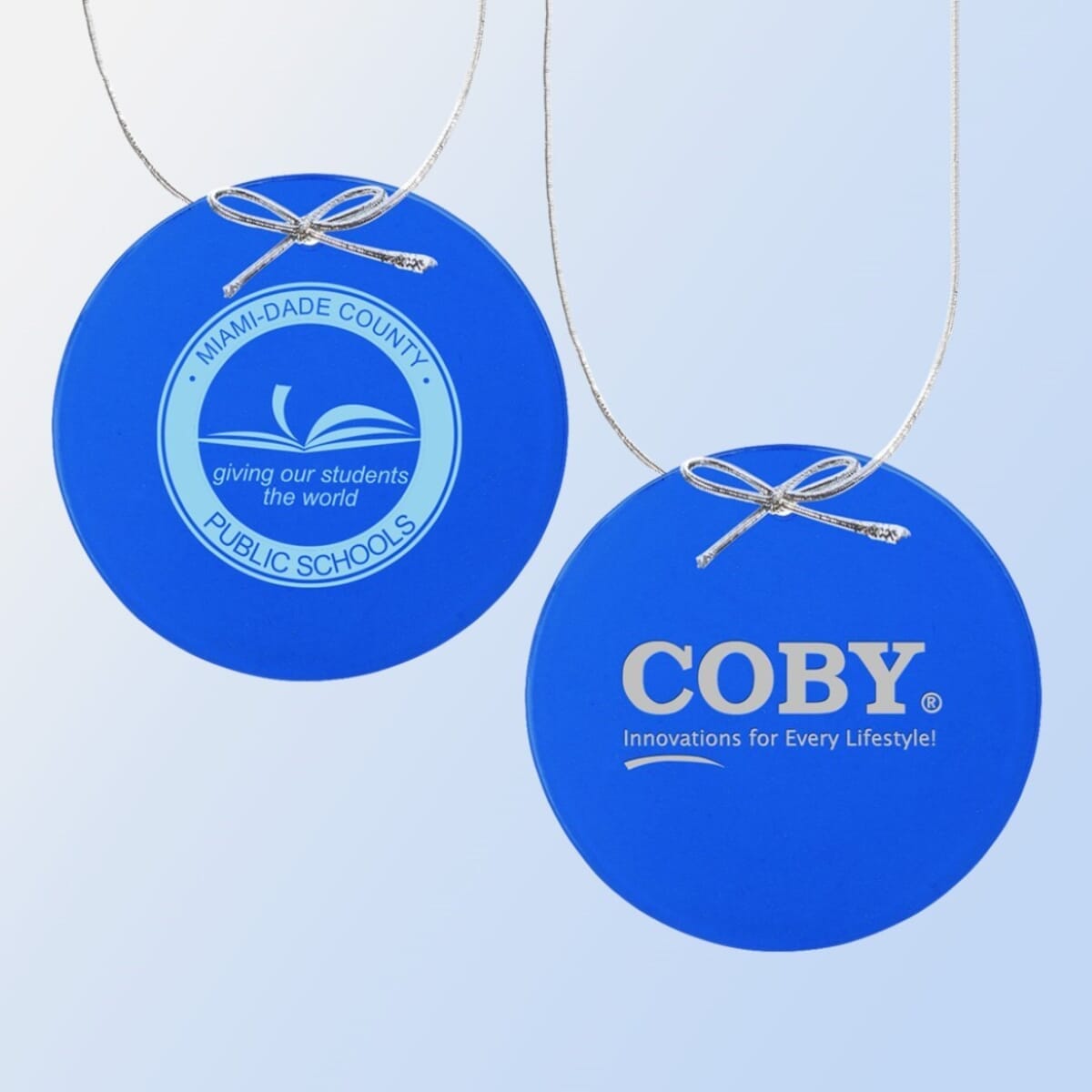 Colored Jade Glass Circle Ornament - Blue
