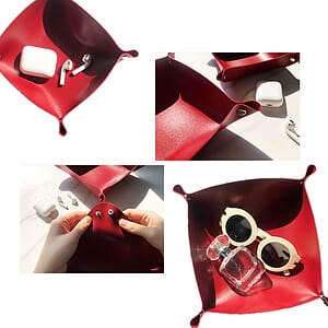 Corner Clasp Leatherette Accessory Bowl Small