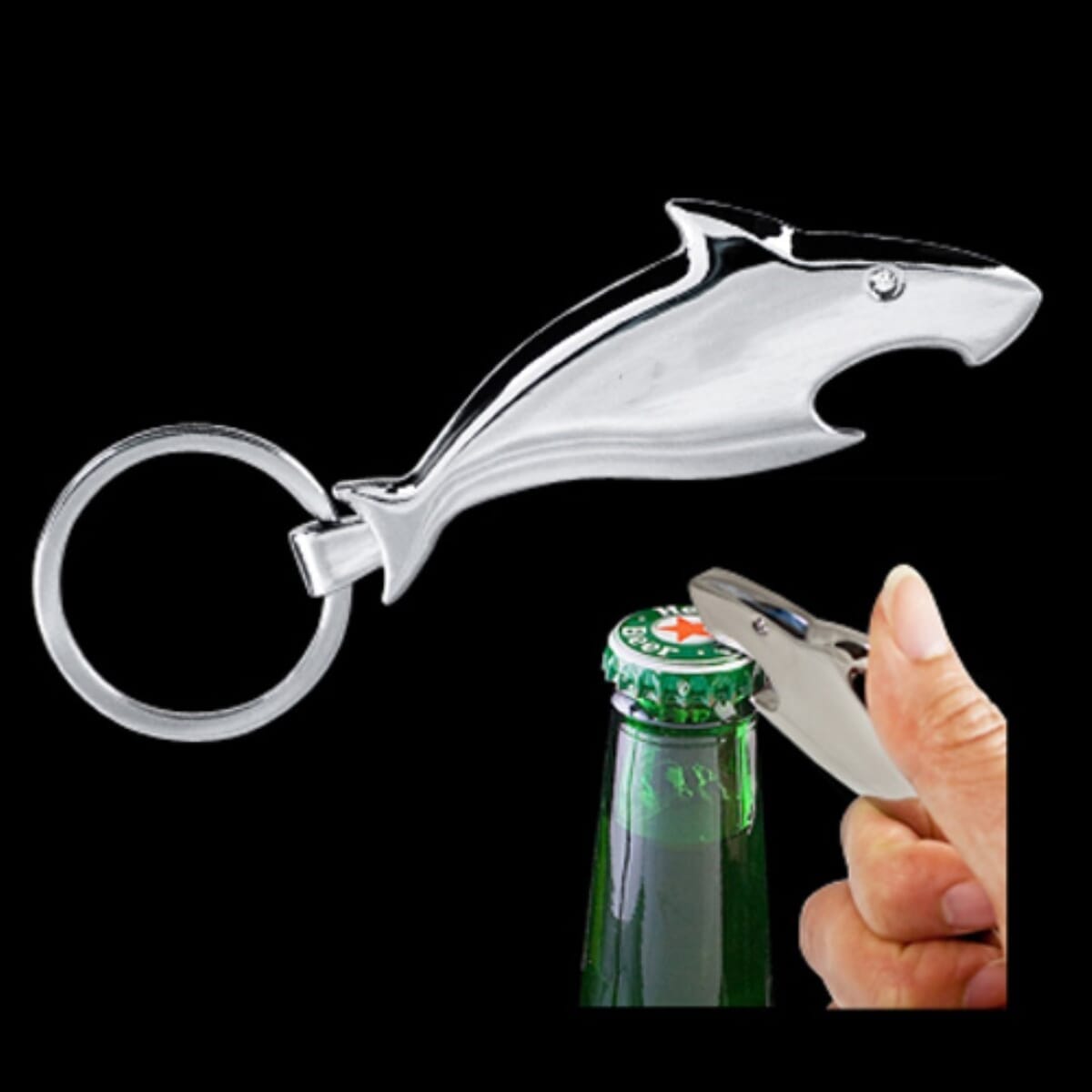 Metal Shark Bottle Opener Key Chain