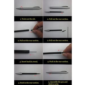 Metal Push Action Bullet Lead Pencil
