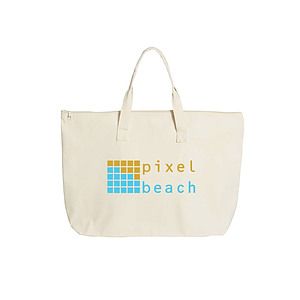22" Zippered Cotton Canvas Tote Bag