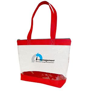 Poly Clear Zipper Shopping Tote Bag