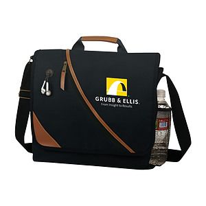 Poly Leatherette Trim Zipper Messenger Bag