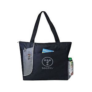 Poly Multi Front Pocket Zipper Tote Bag