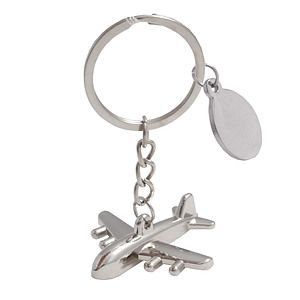 Shiny Metal Finish Metal Airplane Key Tag