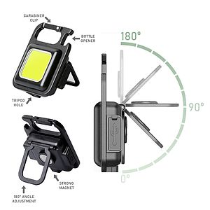 Aluminum IPX4 COB Flashlight Bottle Opener Keychain